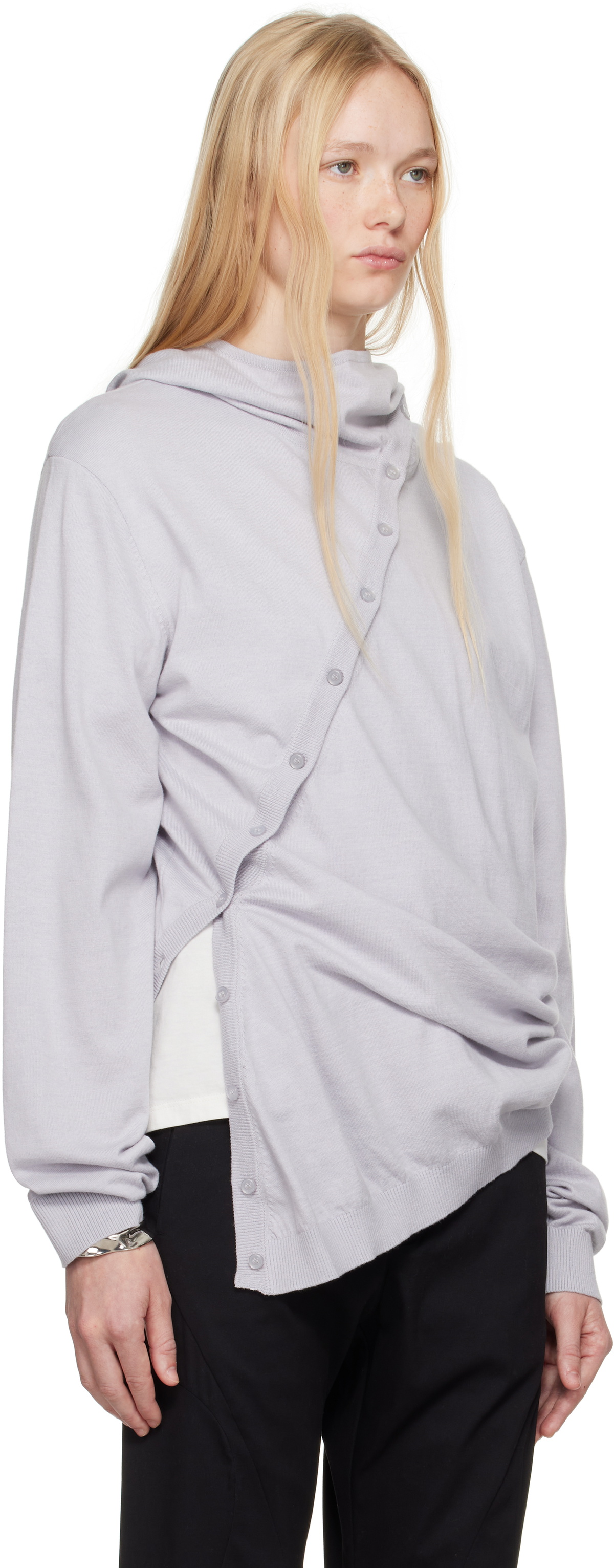 POST ARCHIVE FACTION (PAF) Gray 8.0 Center Knit Hoodie