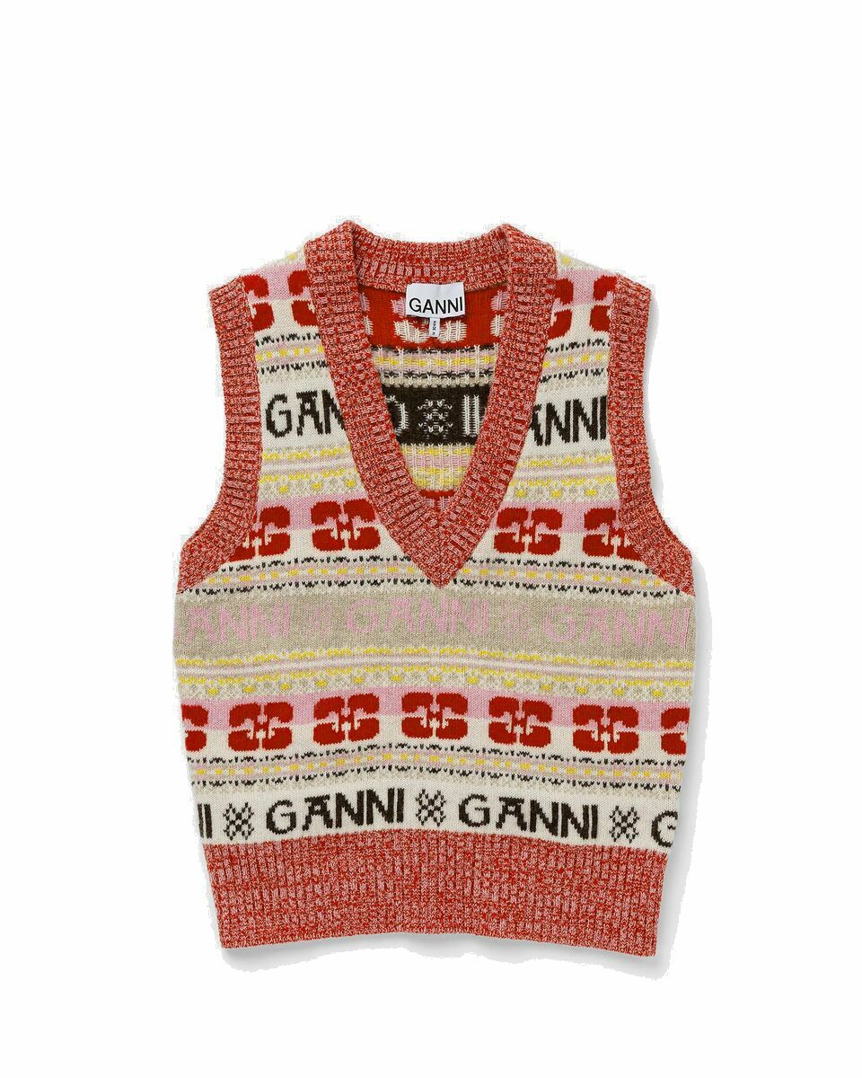Photo: Ganni Logo Wool Mix Vest Multi - Womens - Vests