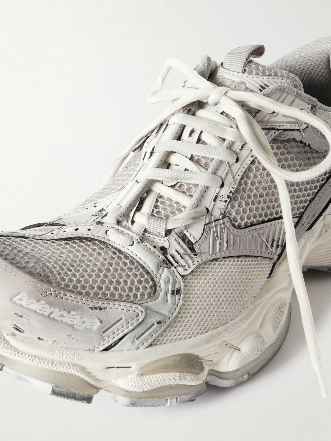 Balenciaga - Stapler Distressed Mesh and Rubber Sneakers