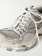 Balenciaga - Stapler Distressed Mesh and Rubber Sneakers - Gray