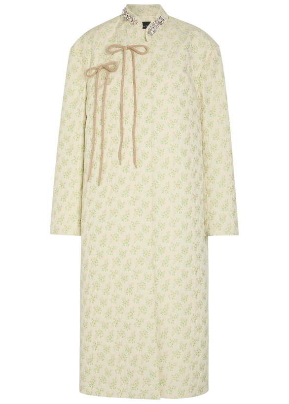 Photo: Simone Rocha Embellished Floral-jacquard Cotton-blend Coat Green