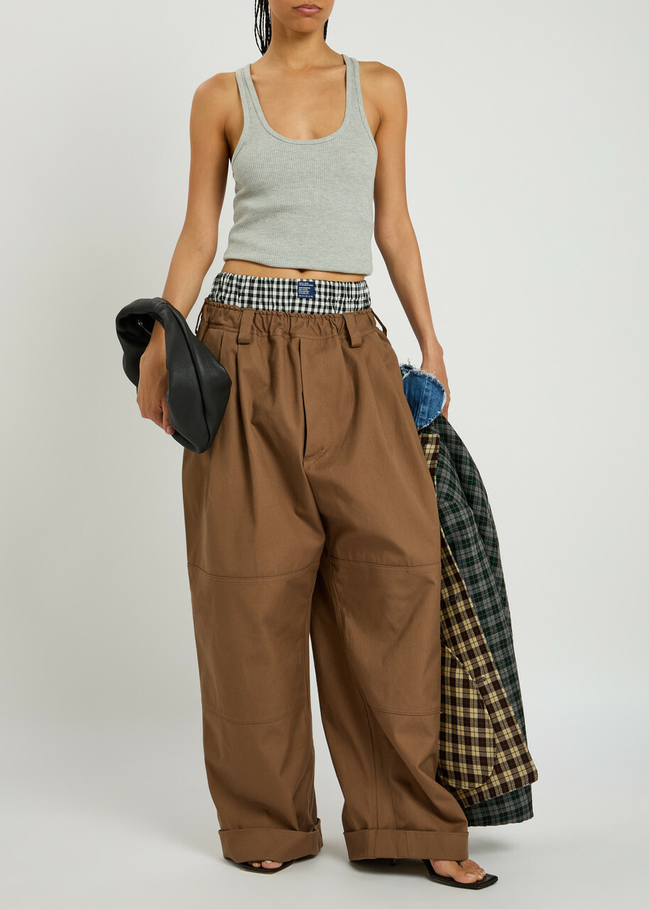 Meryll Rogge Workwear Oversized Canvas Trousers Brown
