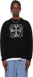 VETEMENTS Black Double Biker Cross Logo Sweater