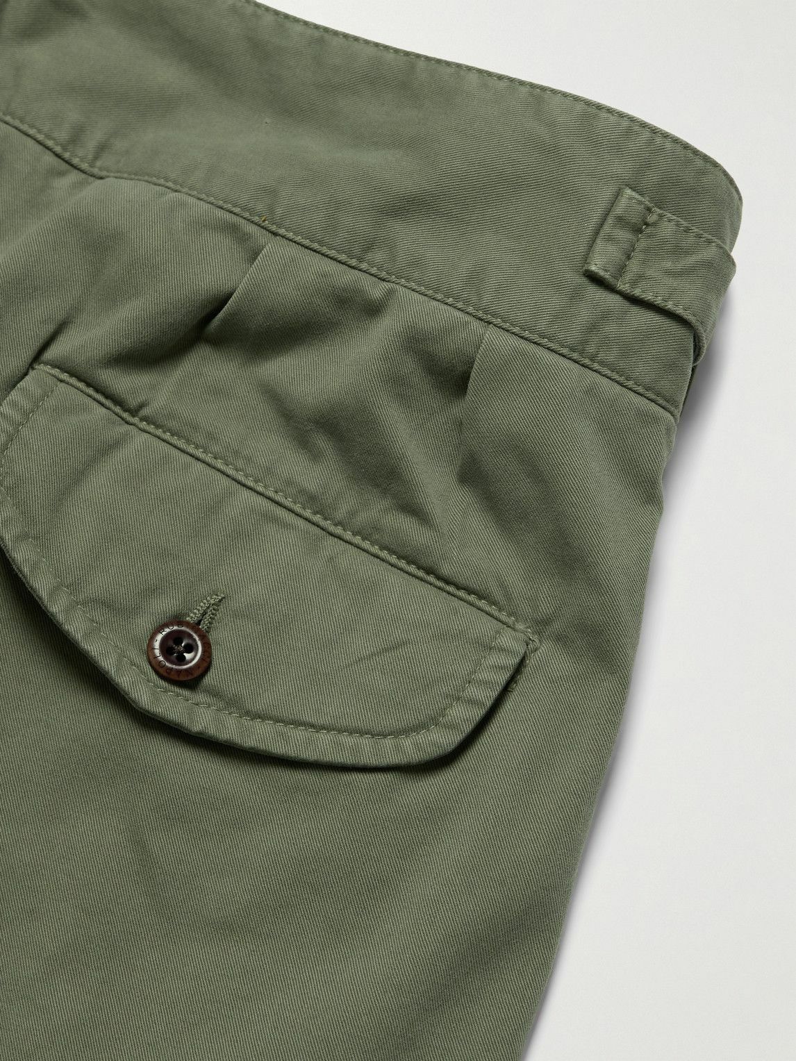 Rubinacci - Manny Straight-Leg Pleated Cotton-Twill Trousers - Green