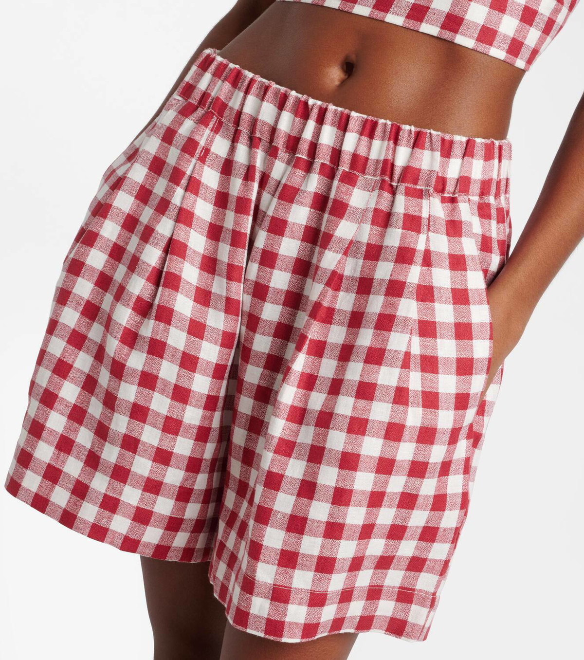 Asceno Gingham linen shorts