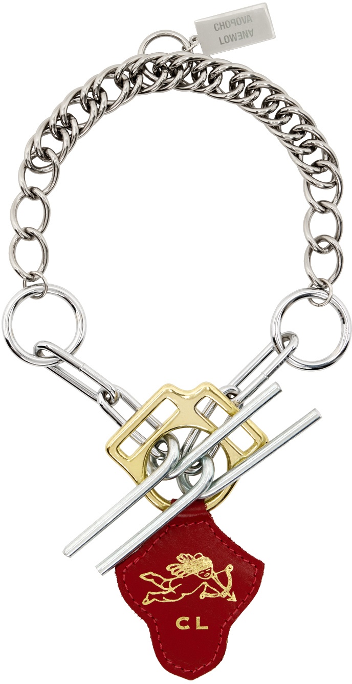 Chopova Lowena Silver CL Cherub Hardware Necklace