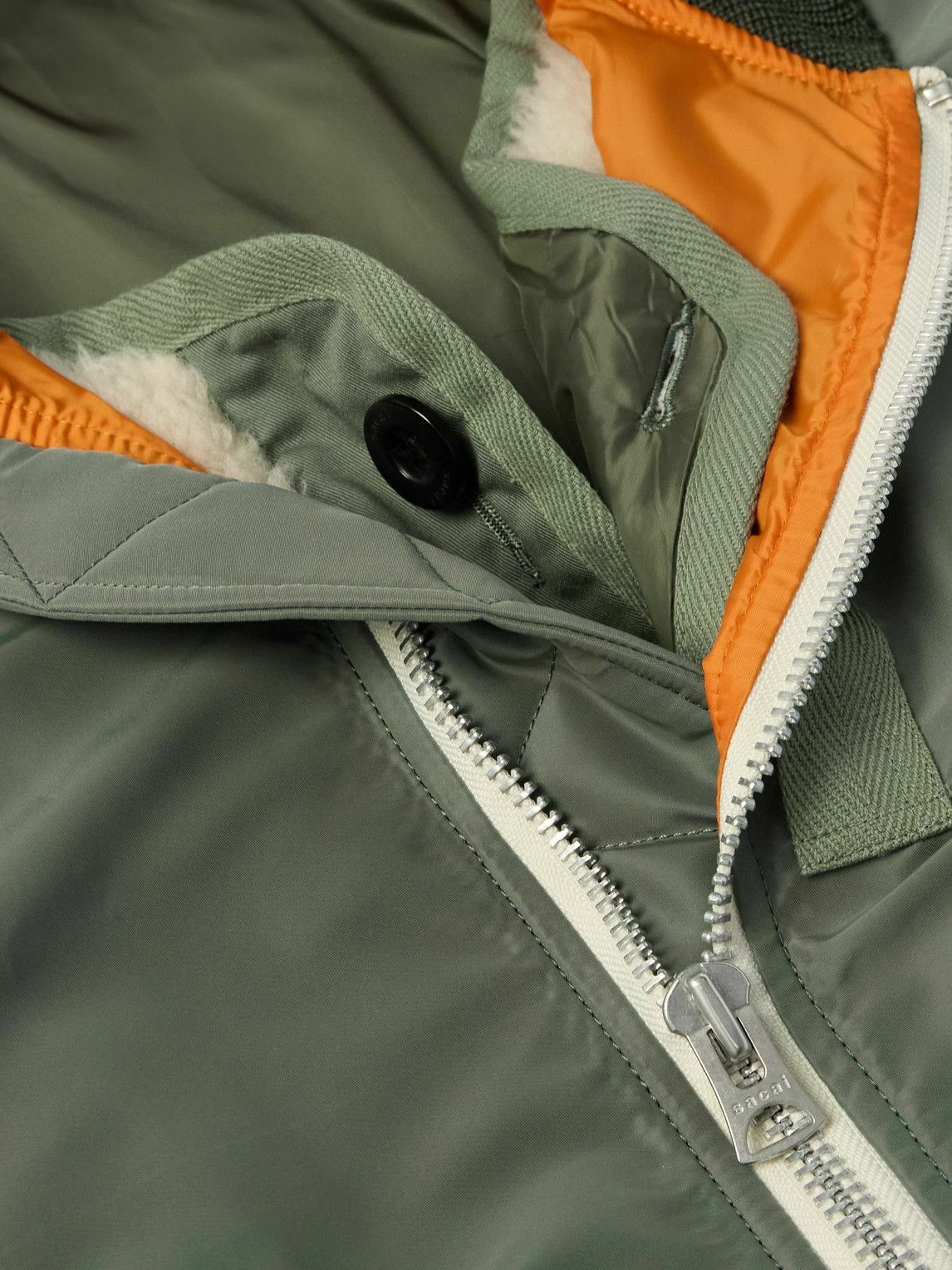 Sacai - Layered Wool-Trimmed Twill and Fleece Bomber Jacket Sacai - Layered Wool-Trimmed Twill and Fleece Bomber Jacket