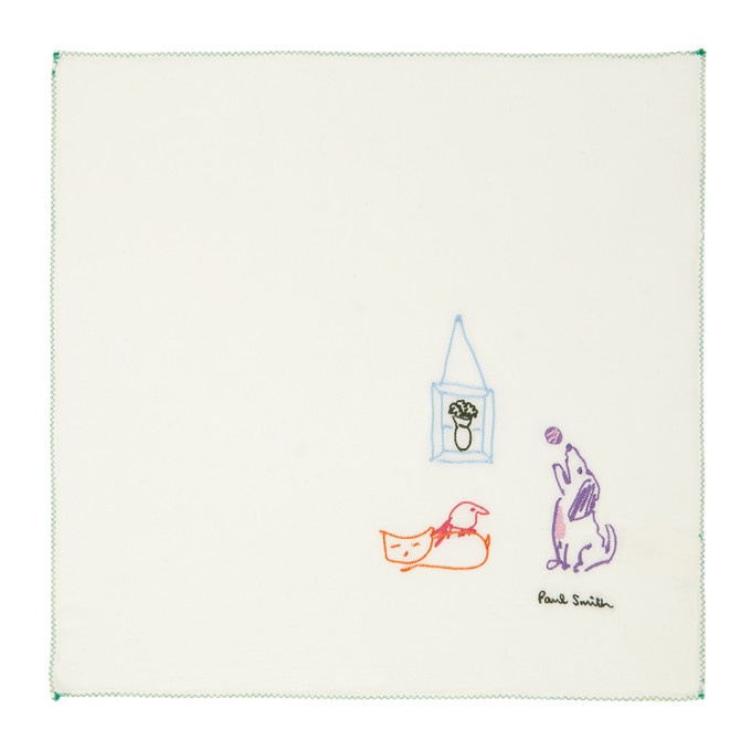 Paul Smith Off-White Pauls Drawing Pocket Square