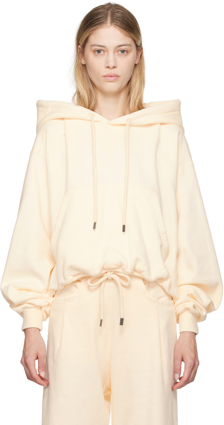 R13 Off-White Balloon Popover Hoodie