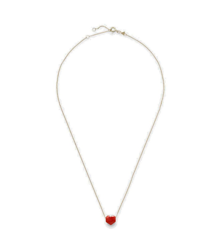 Photo: Aliita Corazón Mini 9kt gold pendant necklace with coral