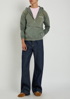 Acne Studios Logo Hooded Zip-through Cotton Sweatshirt Grey