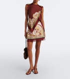 La DoubleJ Fringed printed silk twill scarf top