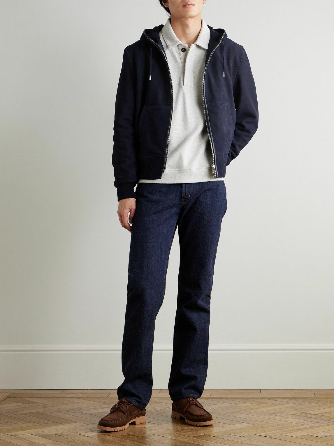Mr P. - Suede Hoodie - Blue