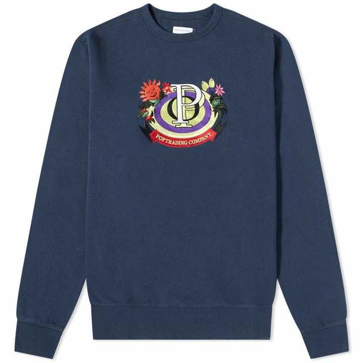 Photo: Pop Trading Company Men's Floral Crest Crew Sweat in Navy