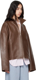 REMAIN Birger Christensen Brown Bonded Leather Jacket