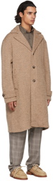 Etro Beige & Brown Wool Twill Pattern Coat
