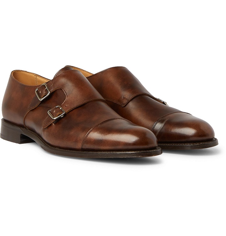 Photo: Tricker's - Leavenworth Burnished-Leather Monk-Strap Shoes - Brown