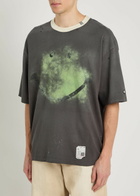 Maison Mihara Yasuhiro Distressed Printed Cotton T-shirt Black
