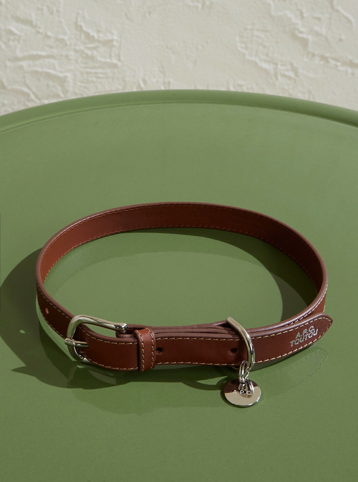 A.P.C. - Toutou Logo-Print Leather Dog Collar - Brown