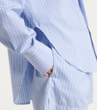 Plan C Scarf-detail striped cotton shirt