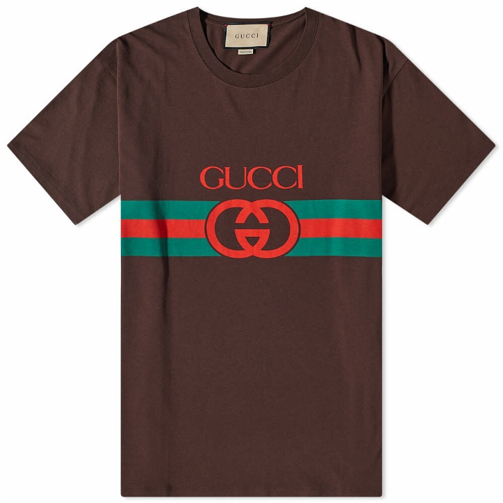 Photo: Gucci Men's New Logo T-Shirt in Brown