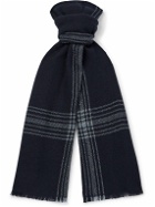 Loro Piana - Frayed Checked Cashmere and Linen-Blend Scarf