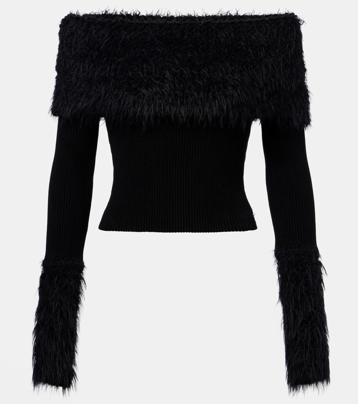 Jean Paul Gaultier Ribbed-knit faux fur-trimmed top Jean Paul Gaultier