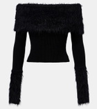 Jean Paul Gaultier Ribbed-knit faux fur-trimmed top