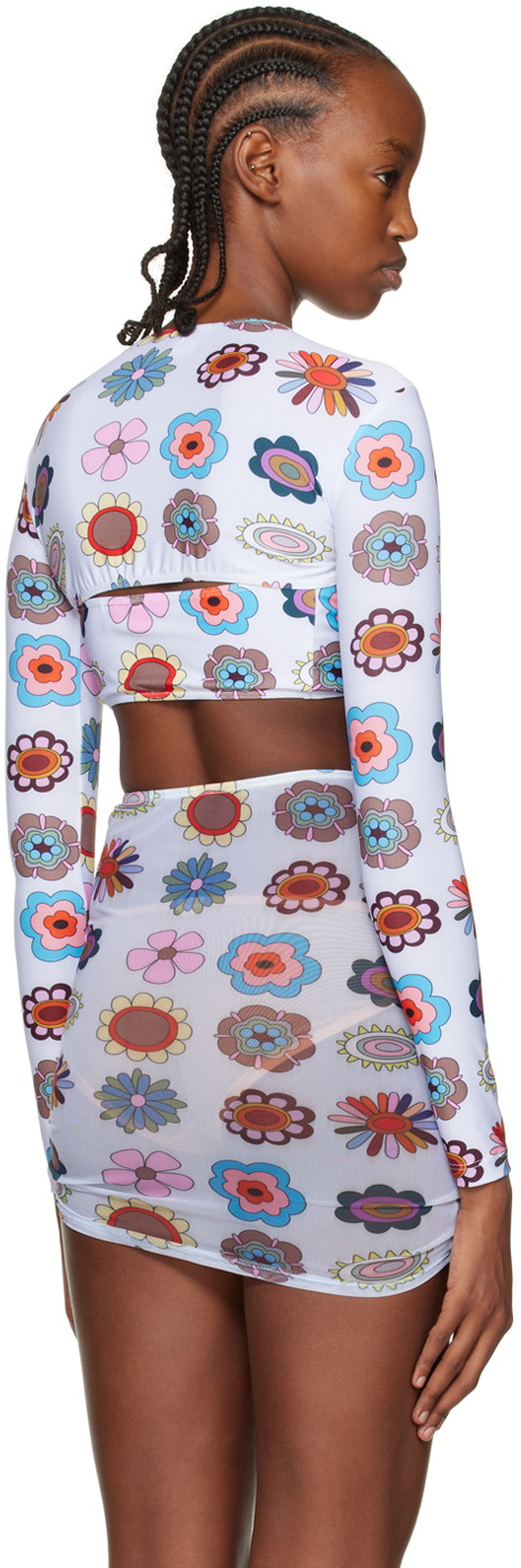 FENSI SSENSE Exclusive Multicolor Psychedelic Daisies Rashguard Bikini Top
