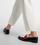 Christian Louboutin Penny suede-trimmed patent leather penny loafers