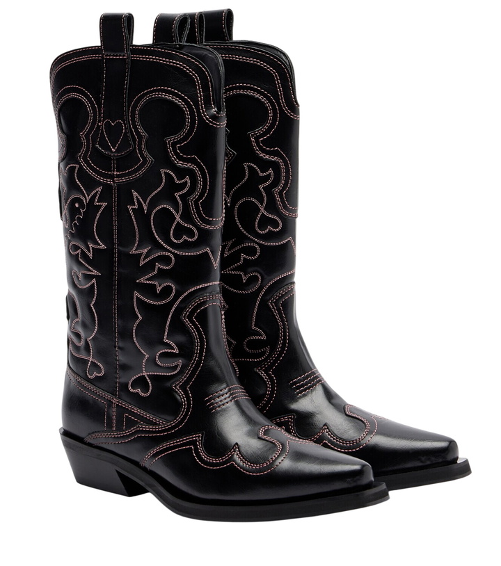Photo: Ganni Mid Shaft embroidered cowboy boots