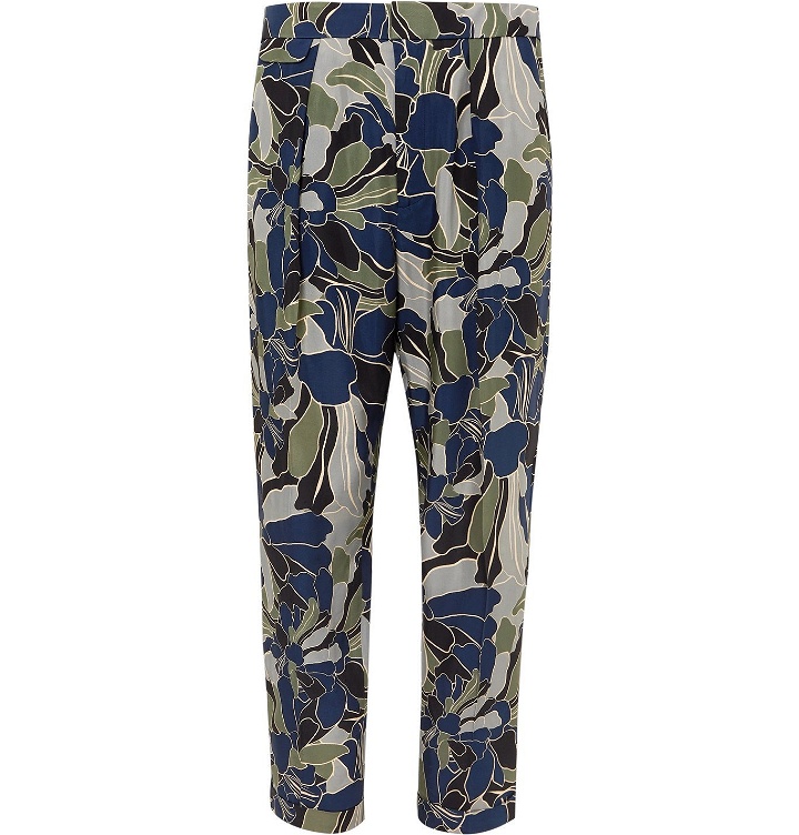 Photo: EQUIPMENT - The Original Tapered Cropped Pleated Printed Twill Trousers - Blue