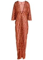 Johanna Ortiz Sensory Tapestry Patterned Georgette Maxi Kaftan Dress Red