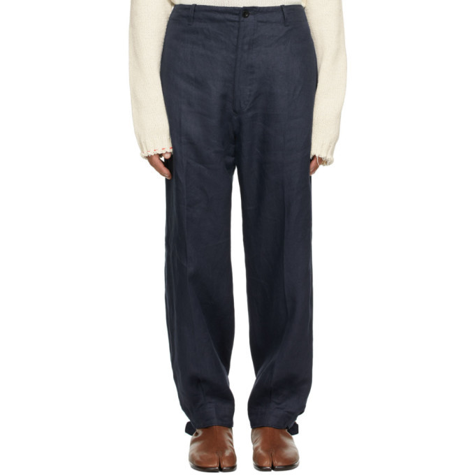 Photo: Maison Margiela Navy Linen Trousers