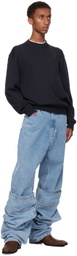 Y/Project Navy Pinched Logo Sweater
