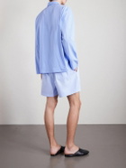 TEKLA - Straight-Leg Organic Cotton-Poplin Shorts - Blue