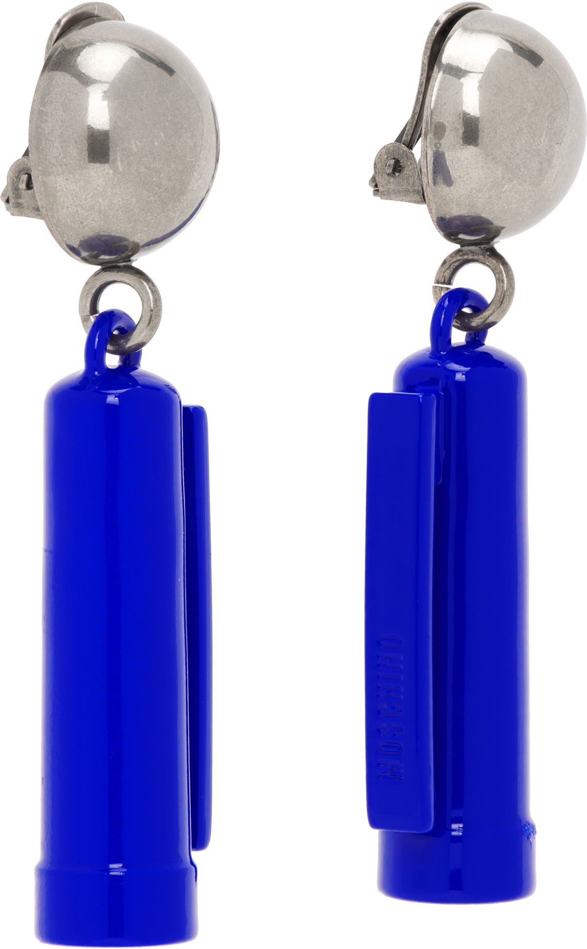 Moschino Silver & Blue Charm Earrings