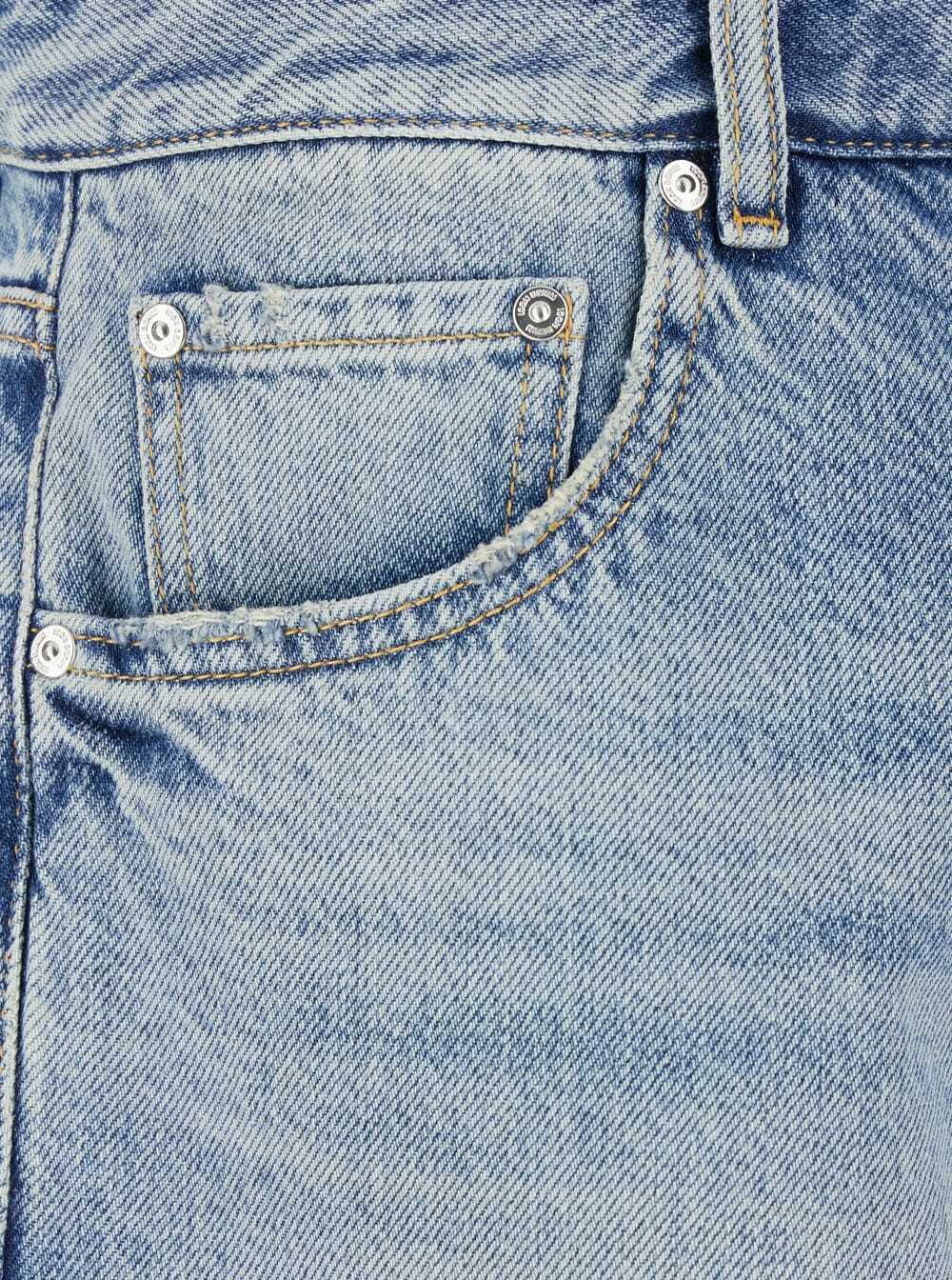 Icon Denim Light Blue Five-pocket Bermuda Shorts With Logo Patch On The Back In Denim Man