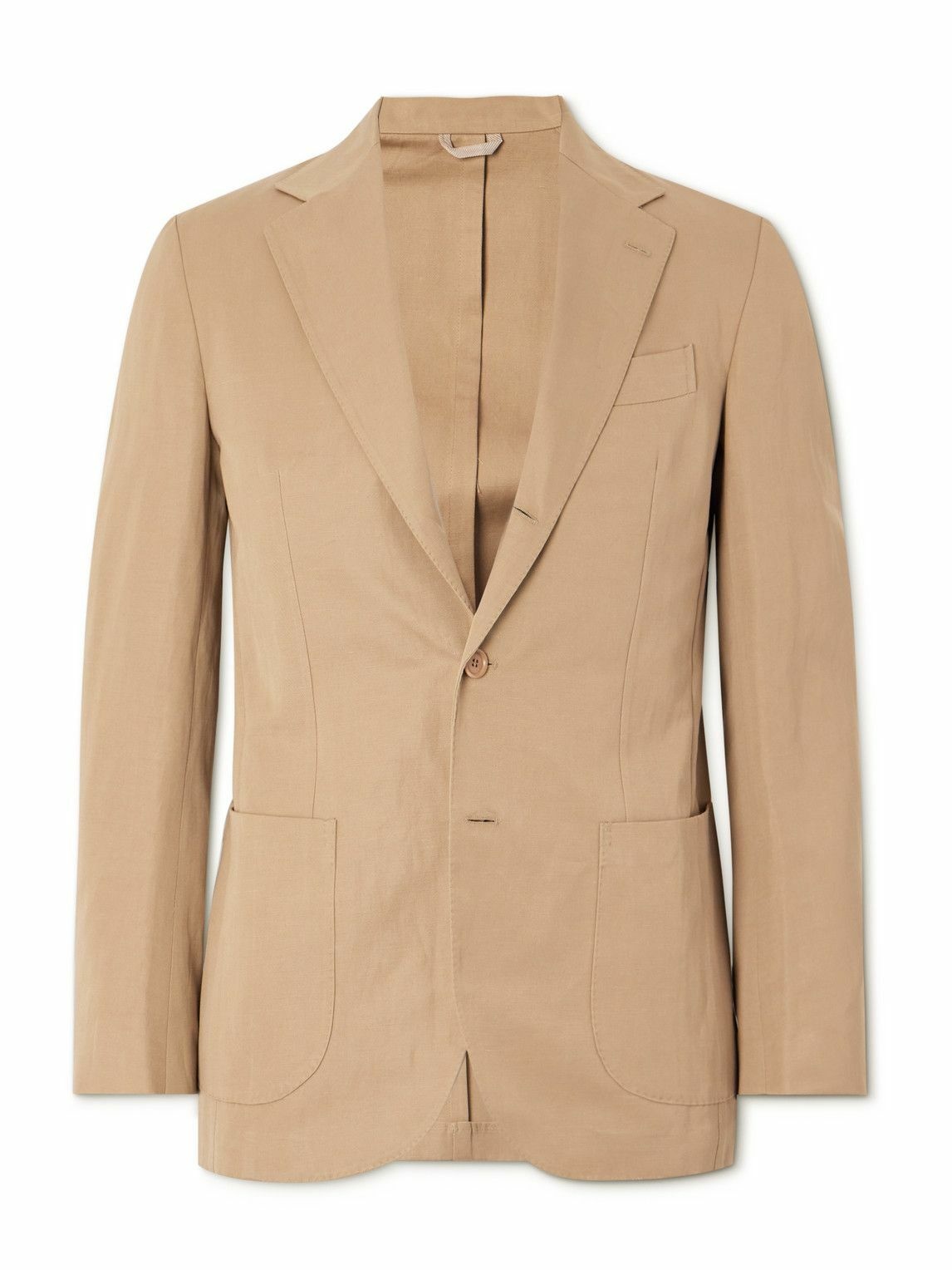 Photo: De Petrillo - Unstructured Cotton and Linen-Blend Suit Jacket - Brown