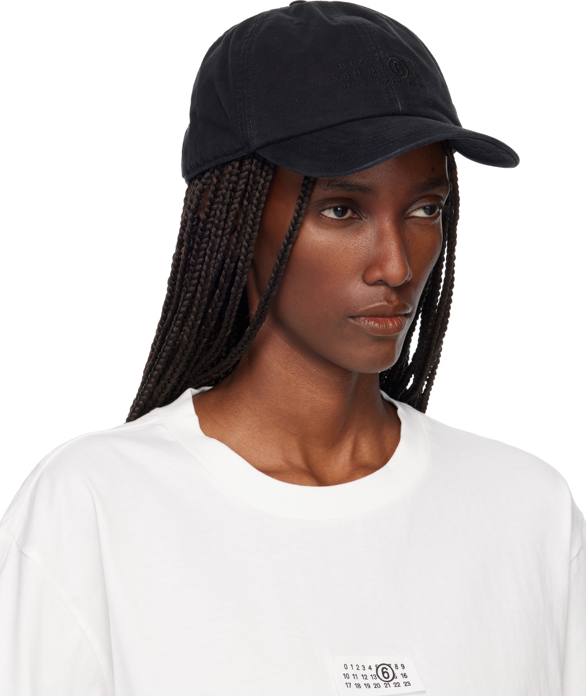 MM6 Maison Margiela Black Embroidered Logo Cap