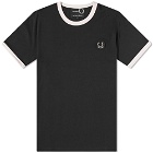 Fred Perry x Raf Simons Contrast Trim T-Shirt in Black