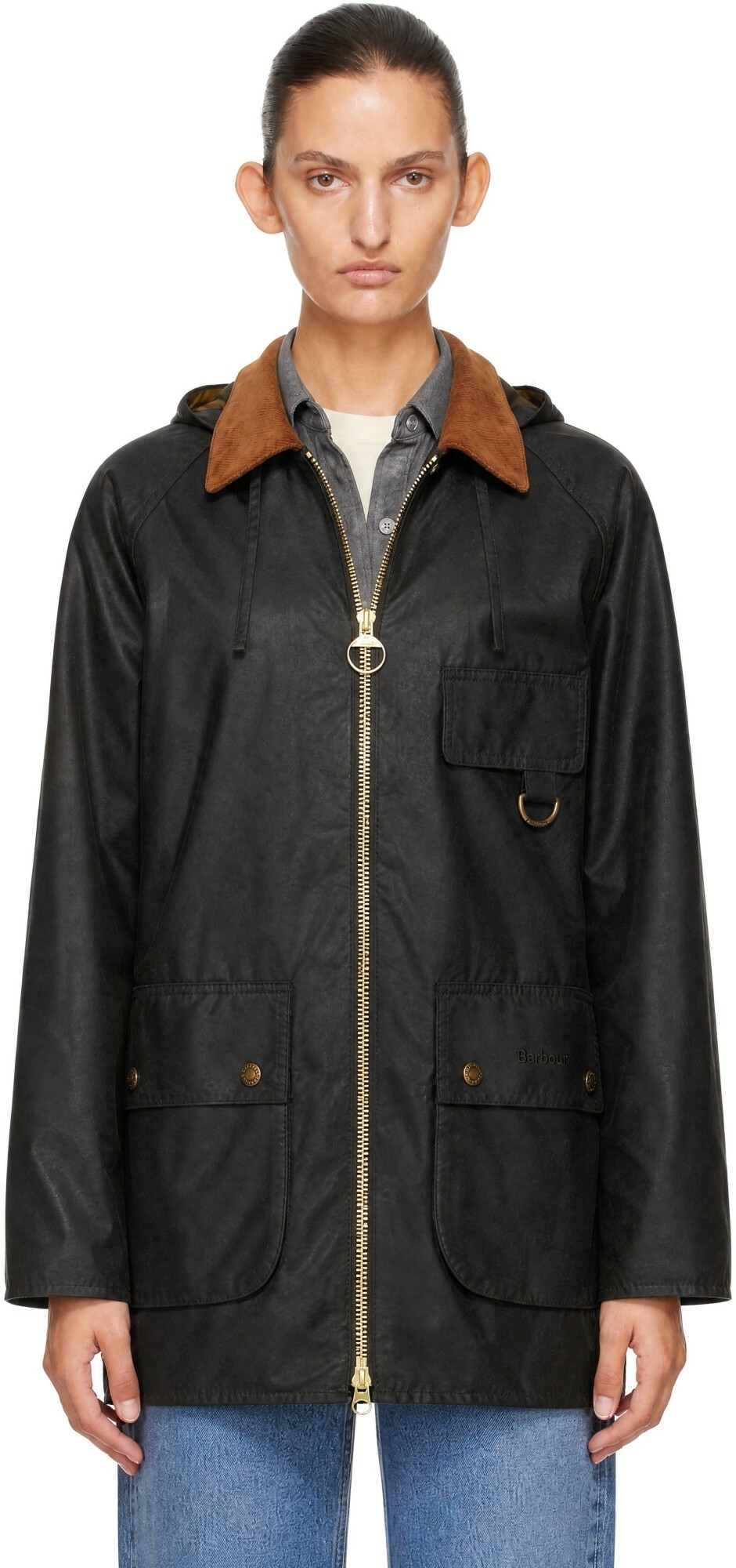Barbour Women's x Alexa Chung Short Blair Wax Jacket in Brown Barbour