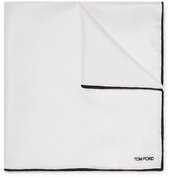 Photo: TOM FORD - Contrast-Tipped Silk-Twill Pocket Square - Ivory