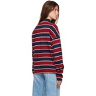 Rhude Burgundy & Navy Fontaine Striped L/S Polo