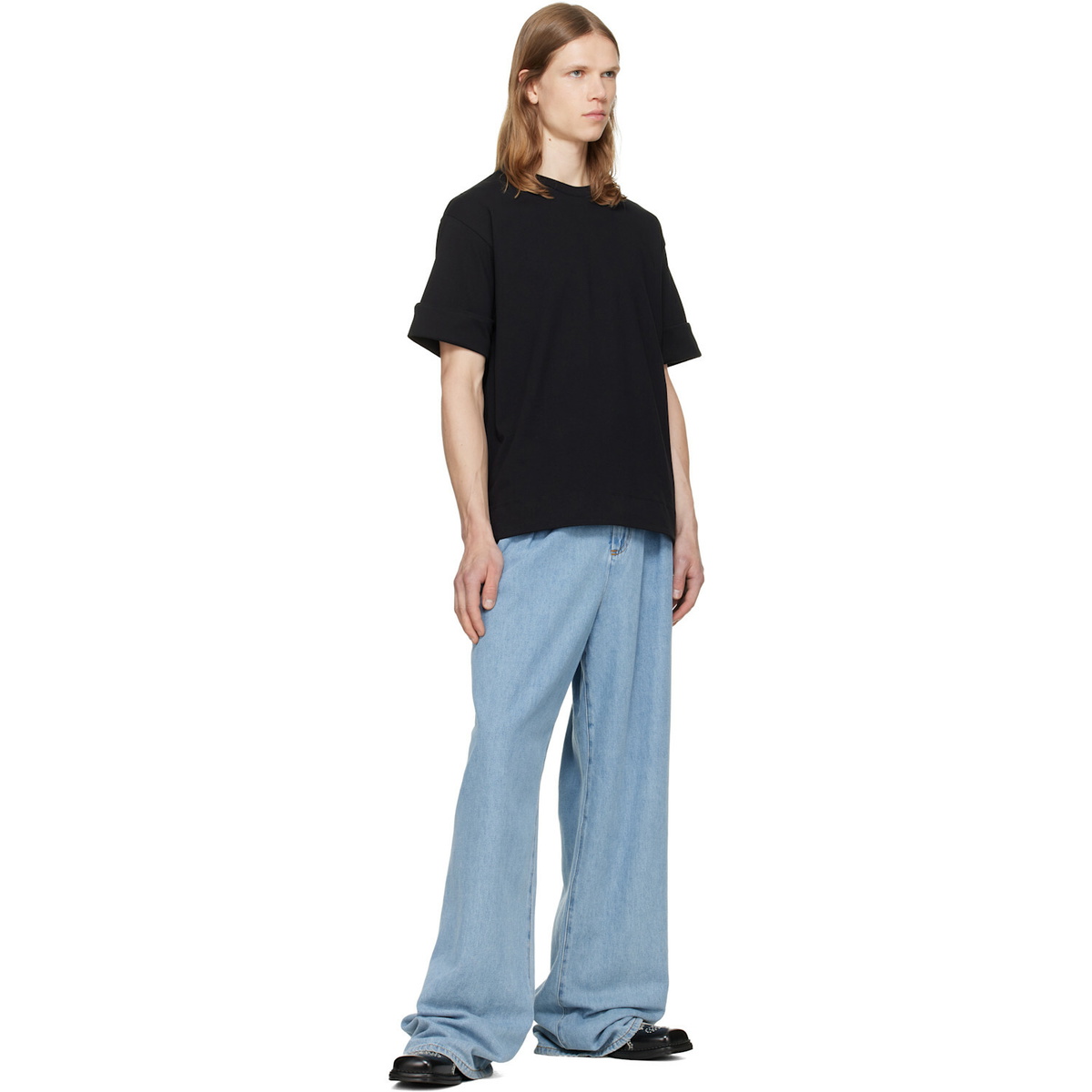 Simone Rocha Black Fitted Wire Turnup T-shirt