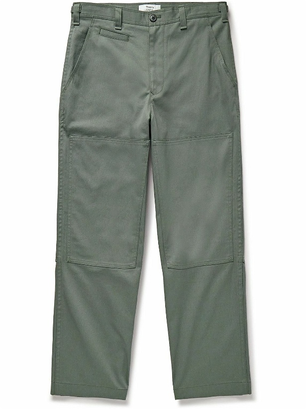Photo: Theory - Lucas Ossendrijver Wide-Leg Cotton-Blend Twill Trousers - Green