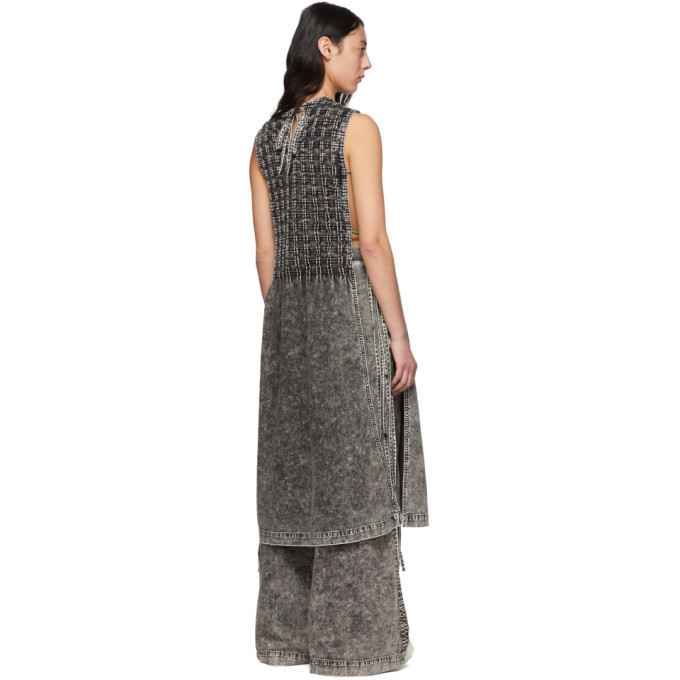 S.R. STUDIO. LA. CA. Black Checkered Pleats Mineral Wash Bib Dress