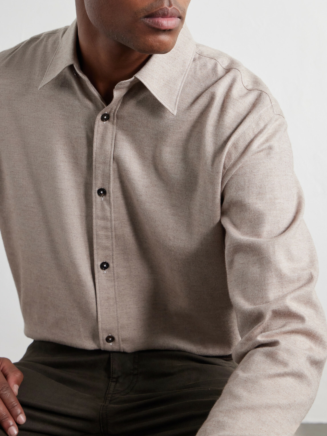 Purdey - Cotton-Herringbone Shirt - Brown