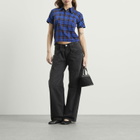 Maison Margiela Women's Check Polo Top in Blue/Black
