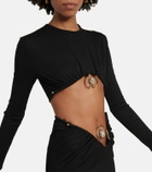 Christopher Esber Dowsing embellished jersey crop top
